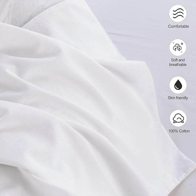 MooMee Bedding Pillowcases Pack of 2 100% Washed Cotton Linen Like Textured - Image 6