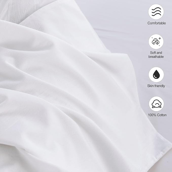 MooMee Bedding Pillowcases Pack of 4 100% Washed Cotton Linen Like Textured - Image 5