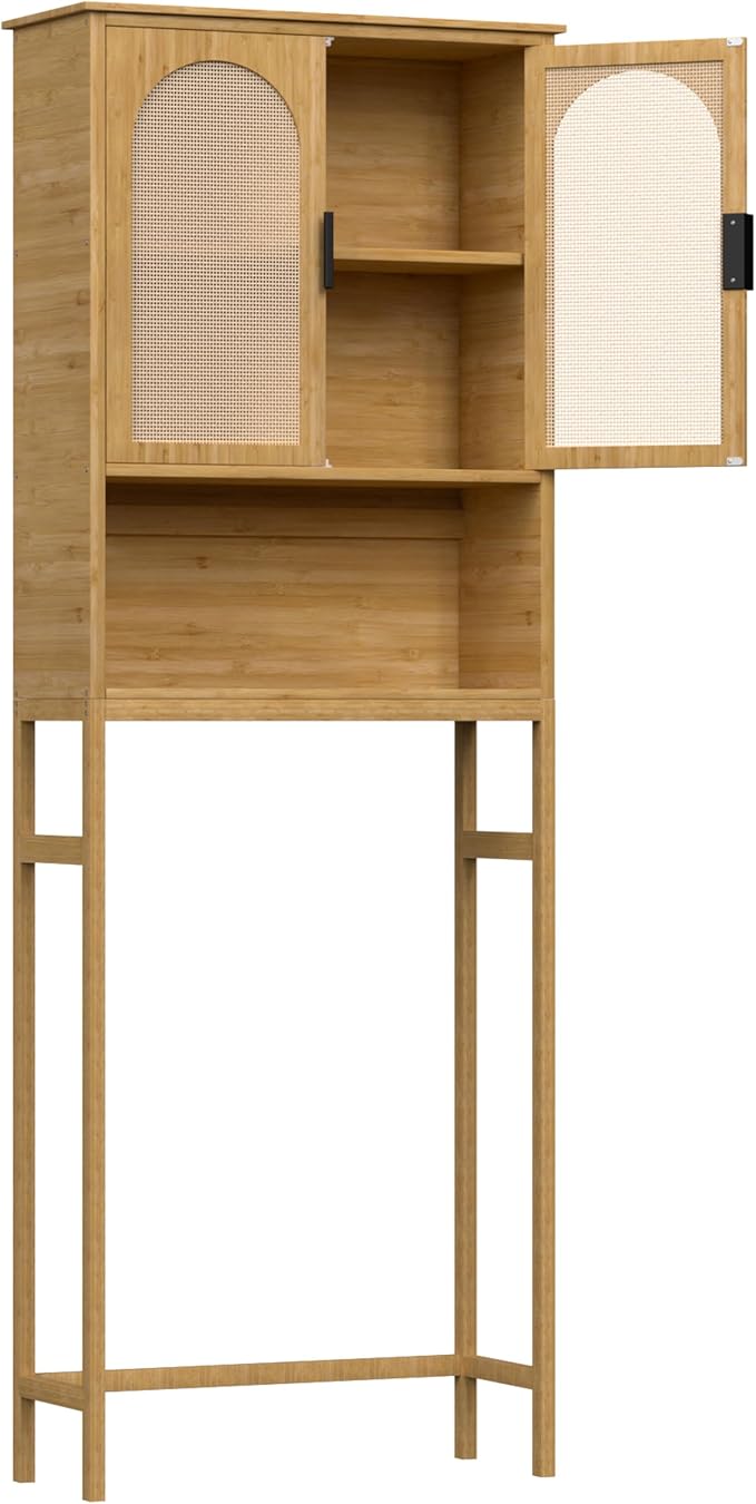 BlueWish Bathroom Organizers and Storage, Bamboo Over The Toilet Storage Cabinet by RespondToEveryExpectation