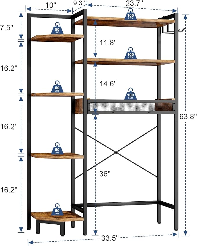 K1 Heavy Duty 7-Tier Over The Toilet Storage（With Basket and Paper - Image 3
