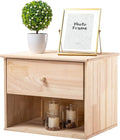 VINGLI Unfinished Natural Solid Wood Floating Nightstand by VINGLI