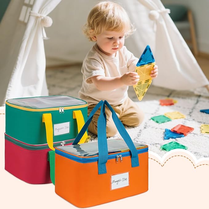 3 Packs Large Magnetic Tiles Storage Bags, Magnetic Tiles Storage Bin, Toy - Image 7