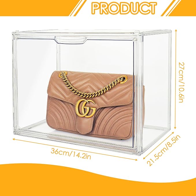 3Pack Purse Organizer for Closet Clear Acrylic Display Case Handbag Storage - Image 6