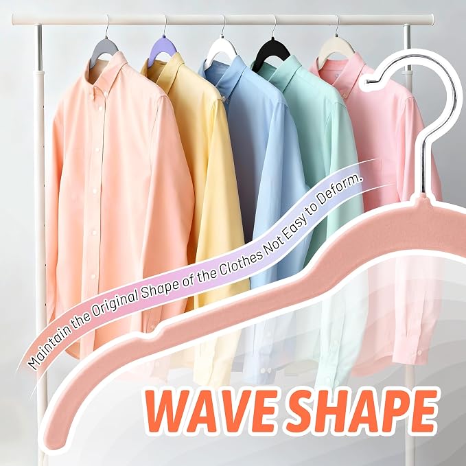30 Pack Multicolor Velvet Shirt Hangers – Non-Slip Slim Flocked Hangers - Image 4