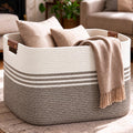 Laundry Hamper with Handles, 72L Rope Laundry Basket, Rice Brown &