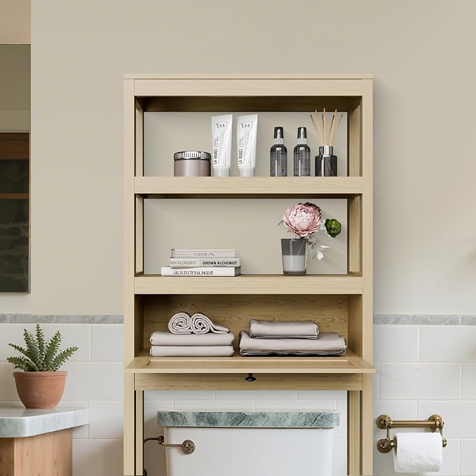 Over The Toilet Storage Cabinet, 3-Tier Behind Toilet Bathroom Organizer - Image 6