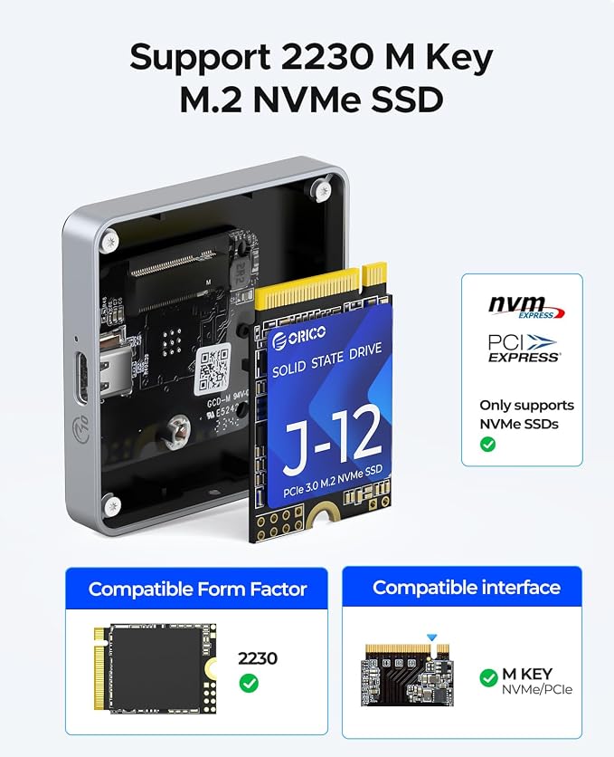 ORICO Magnetic M.2 NVMe 2230 SSD Enclosure Compatible - Image 5