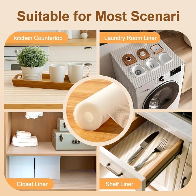FEXIA 2 Rolls Shelf Liners for Kitchen Cabinets Non-Slip Drawer Liner 20 Inches - Image 7