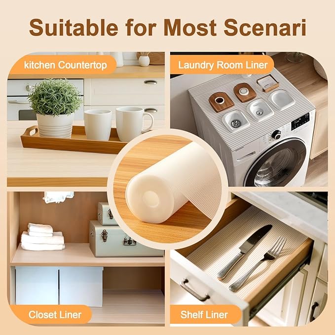 FEXIA 3 Rolls Shelf Liners for Kitchen Cabinets Non-Slip Drawer Liner 12 Inches - Image 7
