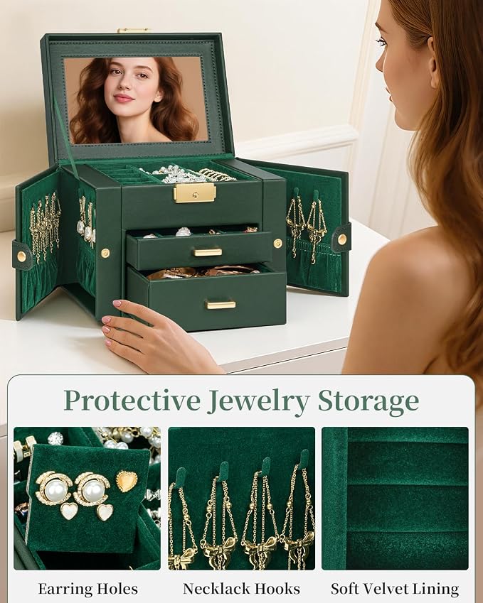 TORIBIO Jewelry Box for Women, Leather Jewelry Organizer - Image 6