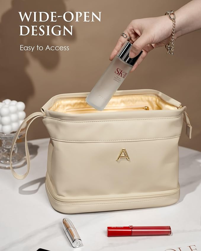 Initial Makeup Bag, Women Gifts, Personalized Double Layer Cosmetic Bag - Image 3