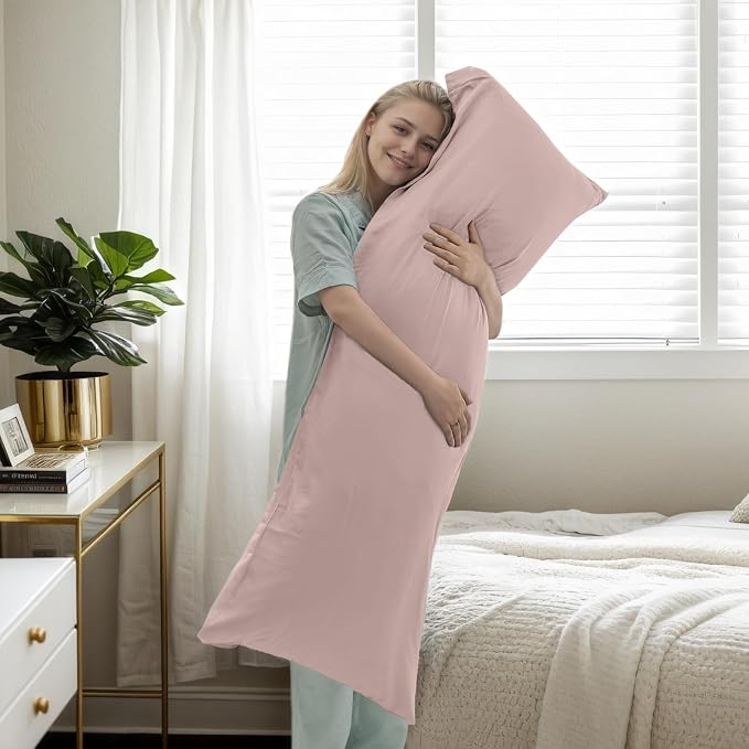 Body Pillow Cases Cover, Bamboo Rayon Pink Body Pillowcases - Image 2