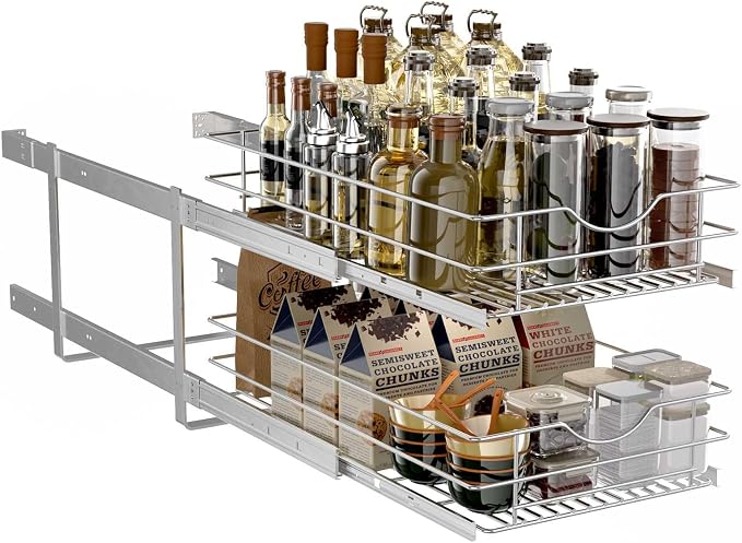 2 Tier Pull Out Cabinet Organizer, Soft Close Slide Out Drawer - Image 8