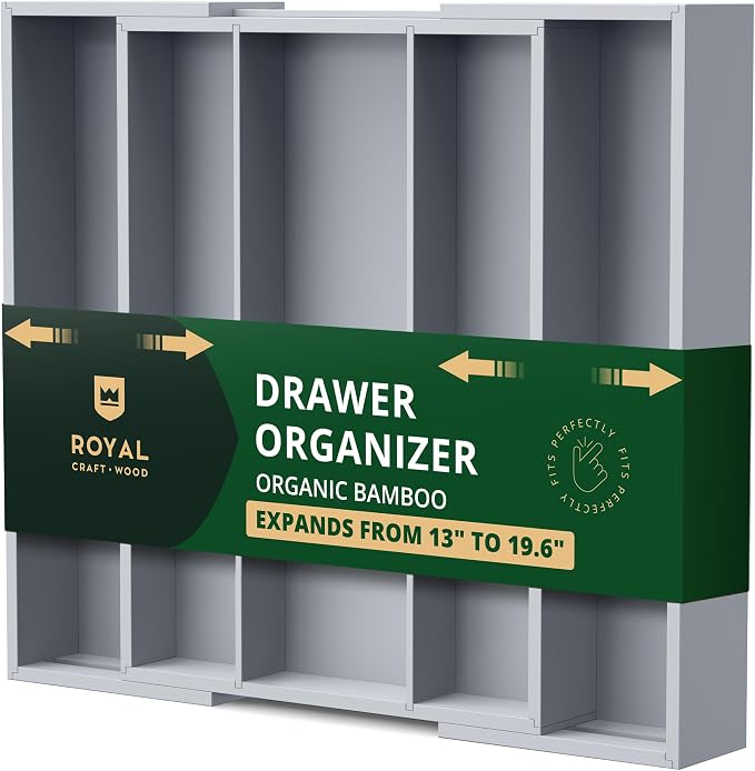 ROYAL CRAFT WOOD Luxury Bamboo Kitchen Drawer Organizer by RoyalCraftWood