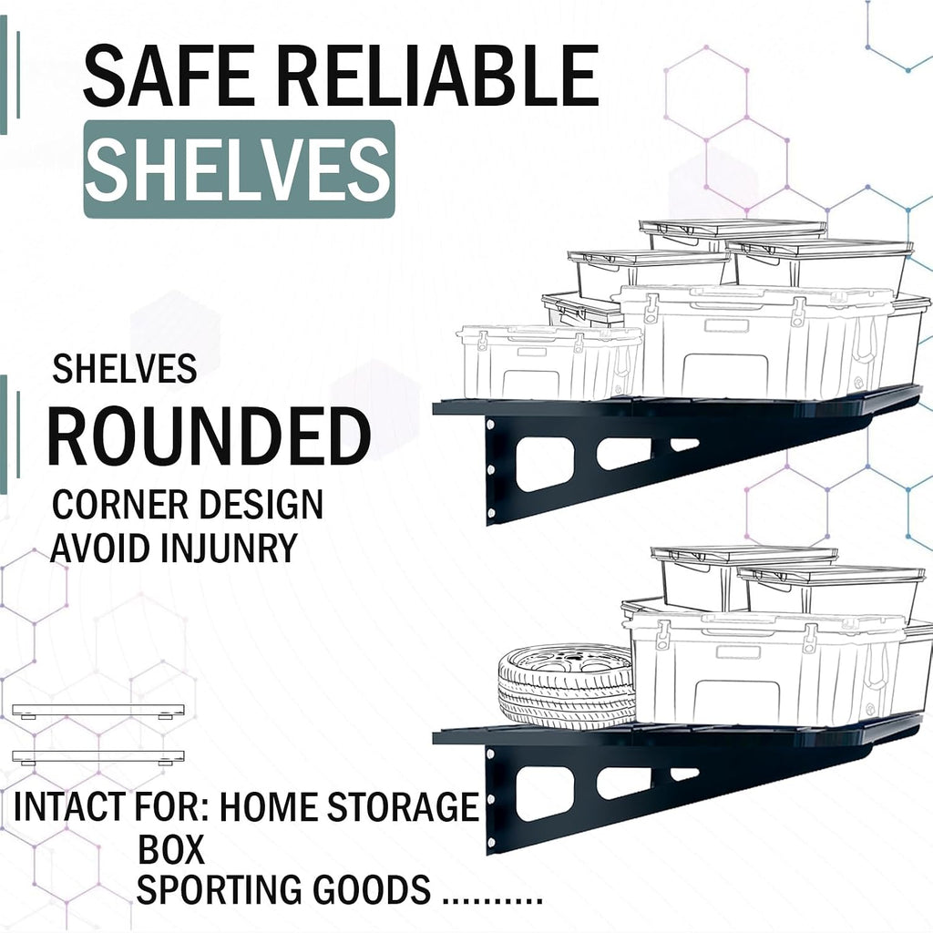4-Pack 2x4ft Garage Wall Shelving, 4 Shelf Total 16 ft(L) Garage