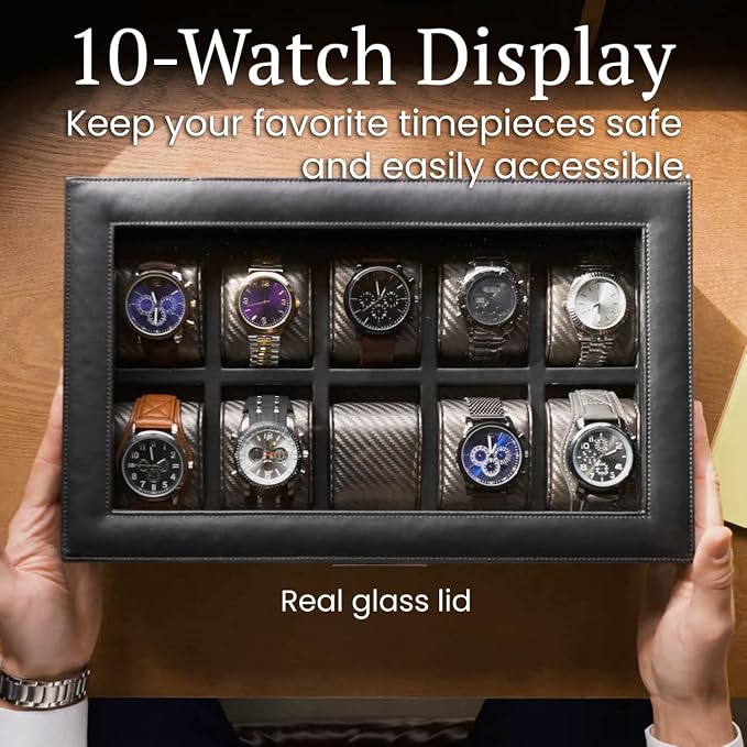 HOUNDSBAY Mariner Watch Box for Large Watches, PU Leather Watch Organizer - Image 4