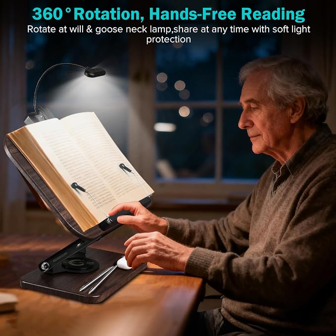 Book Stand with Light & Storage, Book Holders - Image 2