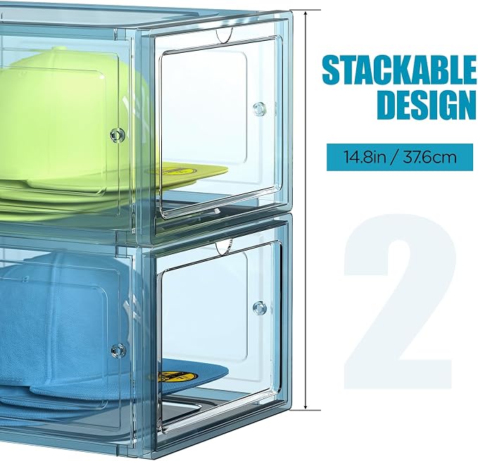 Hat Organizer Box, Stackable Clear Baseball Caps Holder Box Containers - Image 3