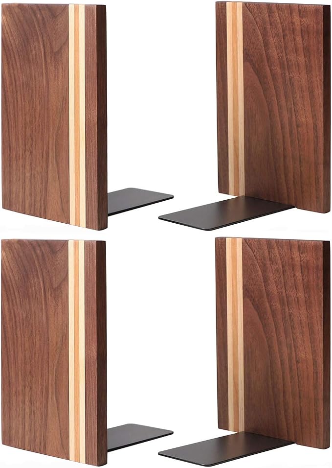 Muso Wood Artist Bookends, Decorative Bookshelf Book Ends Heavy Duty Bookends by Musowood