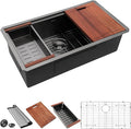 Lordear 32 Undermount Kitchen Sink 32X19 Inch Sinks Ledge Workstation Gunmetal by LORDEAR