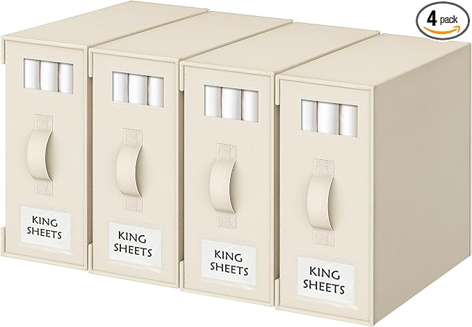 Criusia Bed Sheet Organizers and Storage, 4 Pack Foldable Linen Closet by Criusia