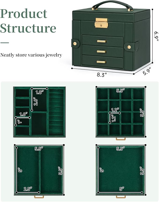 TORIBIO Jewelry Box for Women, Leather Jewelry Organizer - Image 2