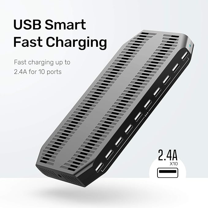 【5PCS】 Unitek USB Charging Station, 10 USB Fast Ports Charge Docking Station - Image 6