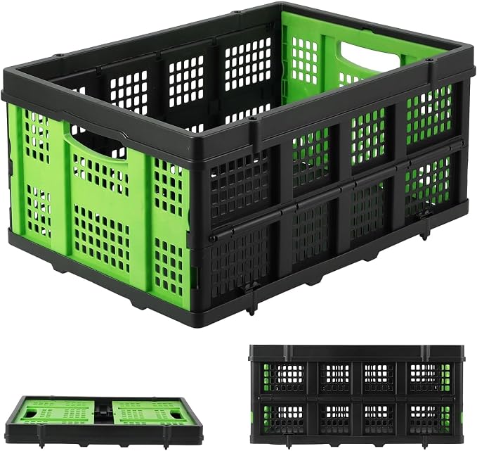 55L Collapsible Crates for Storage, Stackable & Collapsible Milk Crates by Unknown
