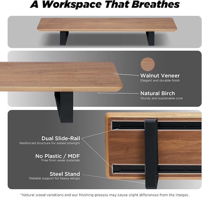 Moodular Wooden Monitor Stand 33.4” Desk Organizer - Image 3