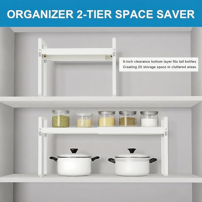 Expandable Cabinet Shelf Organizer 14-25 Inch Adjustable Length, Under Sink - Image 7