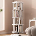 Solid Wood Rotating Bookshelf on Wheels, 4 Tier, Round Revolving Bookcase by Muwuele