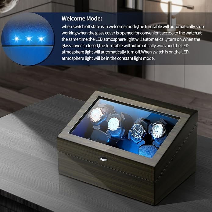 Watch Winder for Automatic Watches, Ultra Quiet Motor, 4 Automatic Watches and - Image 5