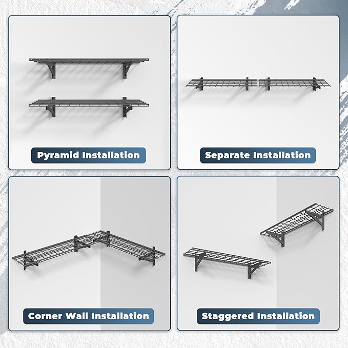 2 Pack Heavy Duty Garage Wall Shelving Set, Wall Mounted Garage Shelves 500lbs - Image 5