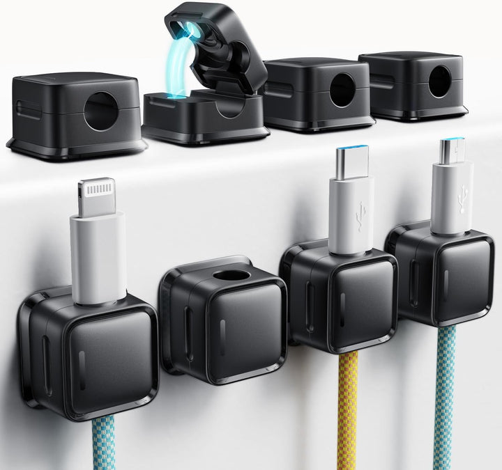 8 Pack Cord Organizer Holder, One-Hand Magnetic Cable Clip for Desk