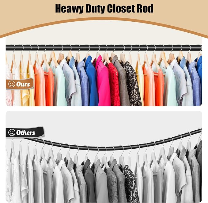 Closet Rod, 16 to 100 Inch Closet Rods Heavy Duty Adjustable Wardrobe Poles - Image 2