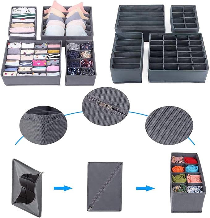 Dresser Drawer Organizer 8 Pack Clothes Underwear Sock Storage Pink Drawer - Image 4