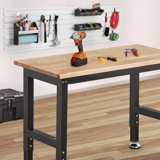 Work Bench 41 Inch Workbench for Garage Adjustable Height Heavy Duty Work Table - Image 7