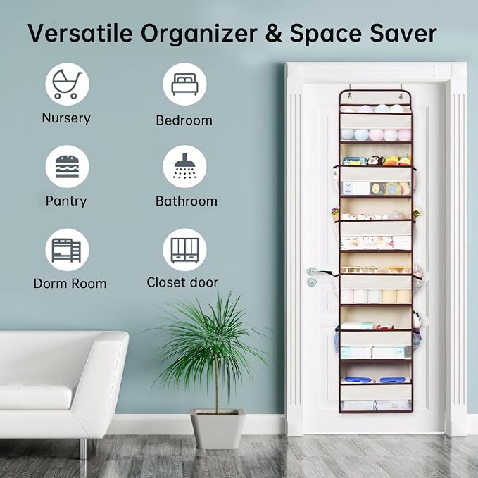 WishJazz Over the Door Organizer, 6 Shelf 50 lbs Load door organizer hanging - Image 7