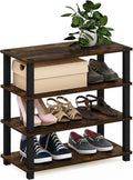 Furinno Turn-S-Tube 4-Tier Shoe Rack, Amber Pine/Black by Furinno-FitsYourSpaceFitsYourBudget