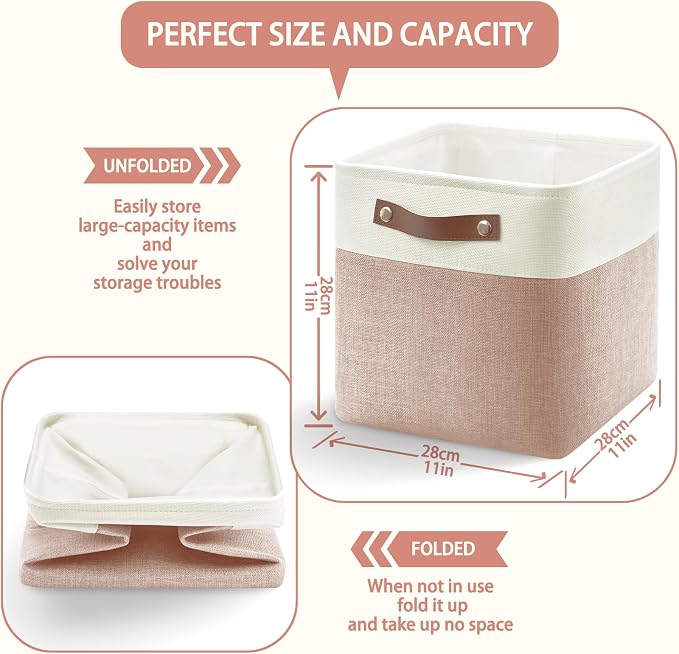 Foldable Storage Cubes 11x11 Inch, Collapsible Storage Basket - Image 3