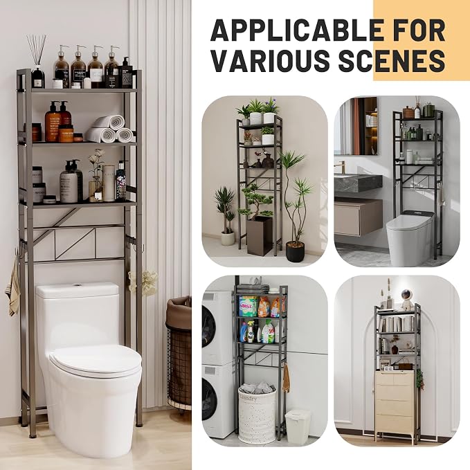 Over The Toilet Storage Cabinet, Metal 3 Tier Bathroom Organizer Shelf - Image 3