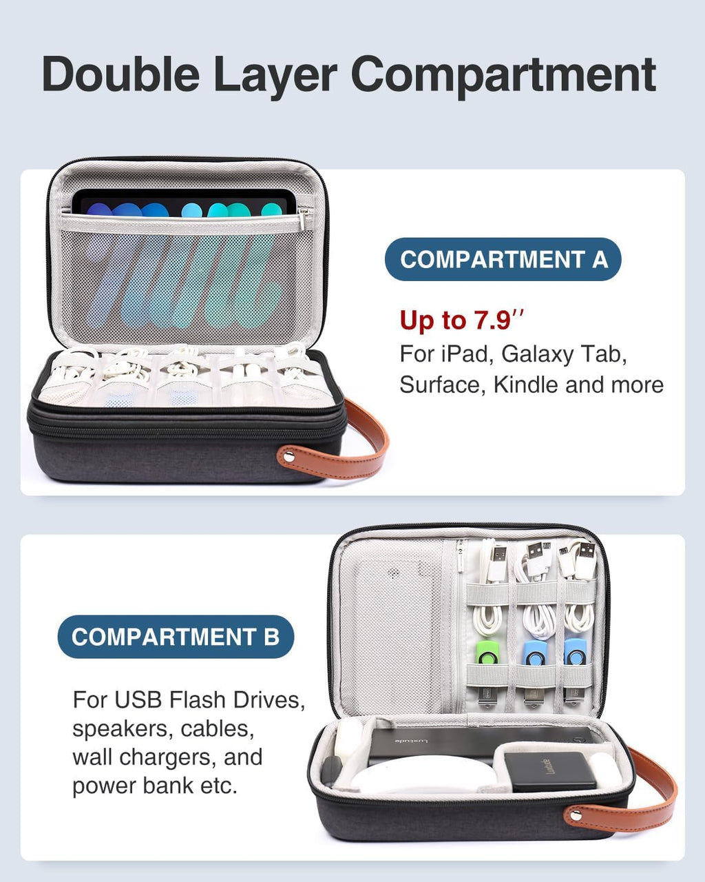 Electronics Organizer Travel Case, Portable Tech Bag for