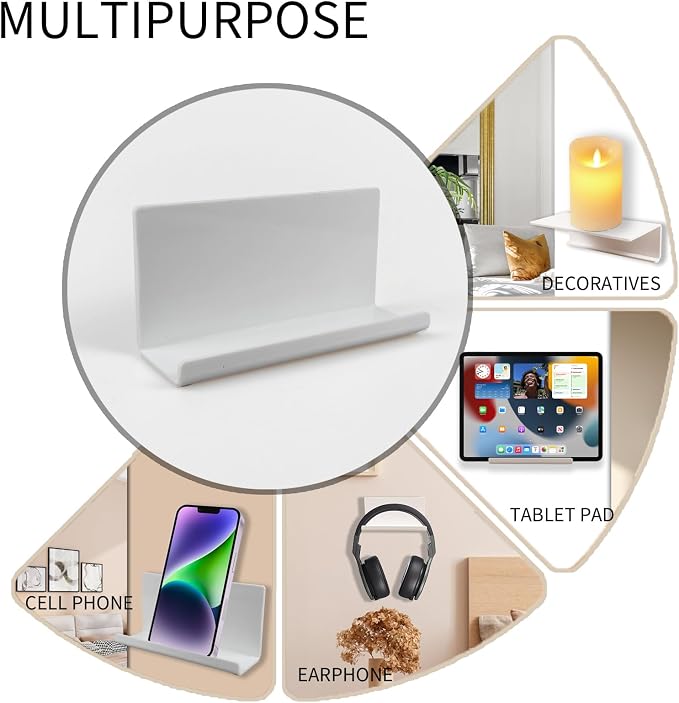 2pcs Acrylic Phone Holder Small Adhesive Shelfs, Minimalist Stick On Shelves - Image 4