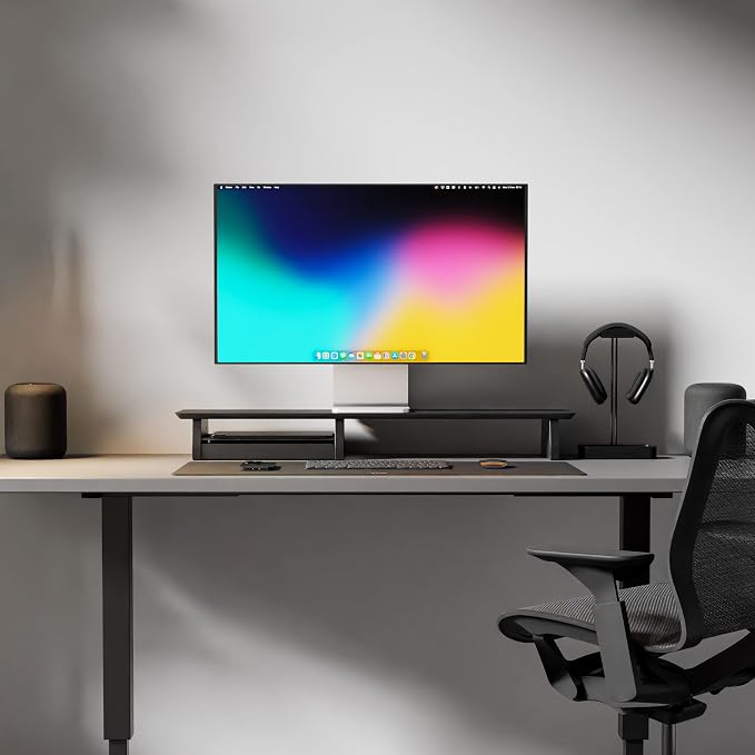 Raico Desk Cockpit Shelf Monitor Stand System Dual Screen Setup Wood Large Desk - Image 3