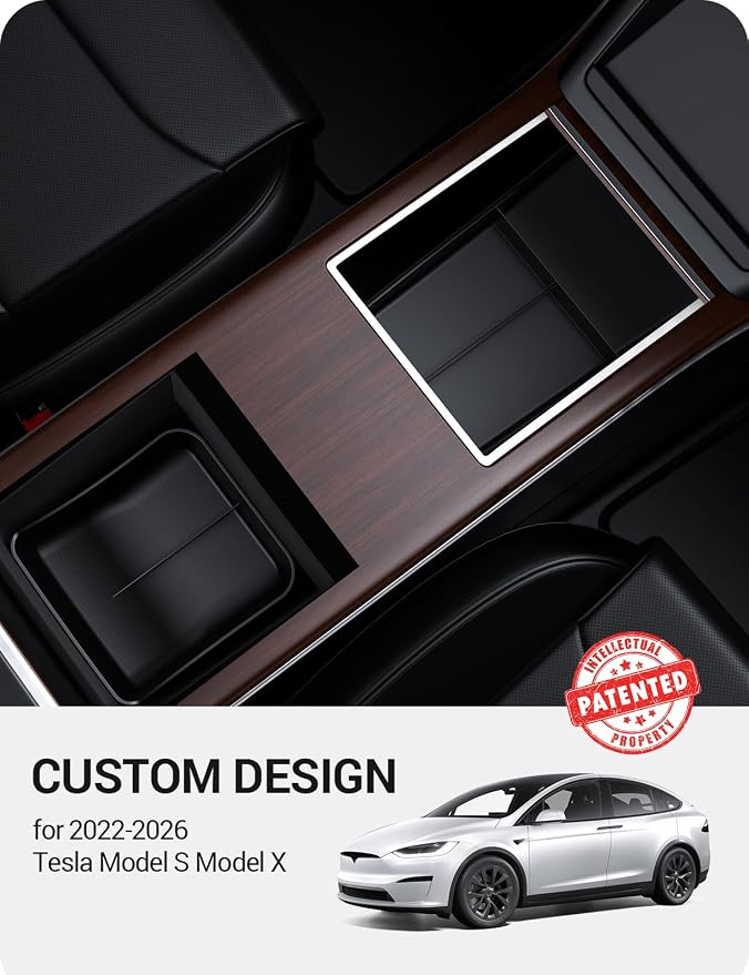 BASENOR 2022-2026 Tesla Model S Model X Lower Center Console Organizer Tray - Image 2
