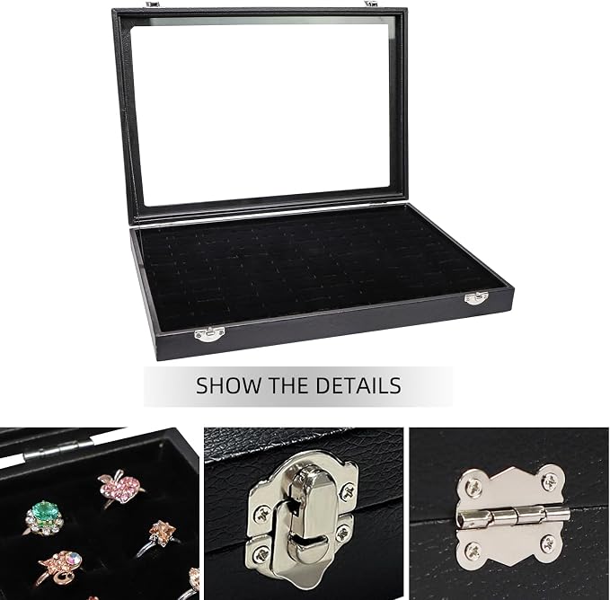 Wudygirl 100 Slot Ring Holder Display Case - Image 4