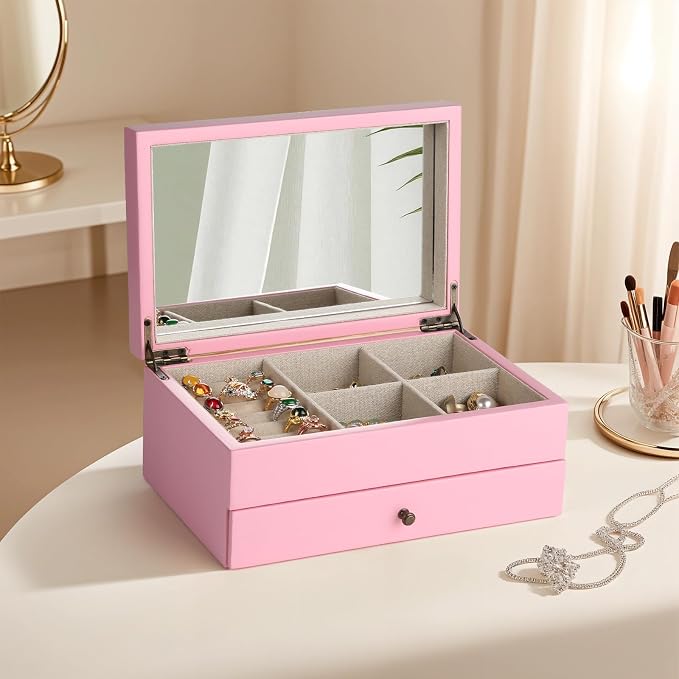 Meangood Jewelry Box Organizer for Women, 2 Layer Large Jewelry Storage Case - Image 8