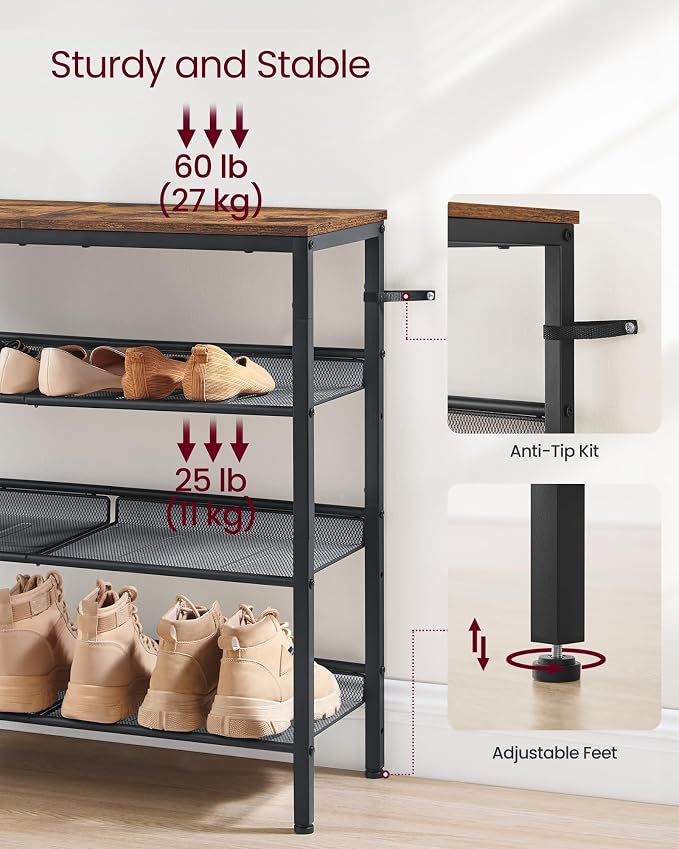 VASAGLE Shoe Rack for Entryway, 4-Tier Shoe Rack Organizer - Image 9