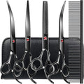 Professional Dog Grooming Scissors Kit Black 6 in 1, Dog Shears by TINMARDA