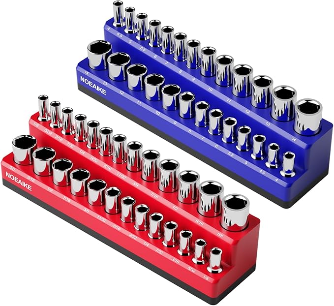 1/4 Inch Magnetic Socket Organizer, Holds 52 Pcs Standard and Deep Size Sockets by NOEAIKE